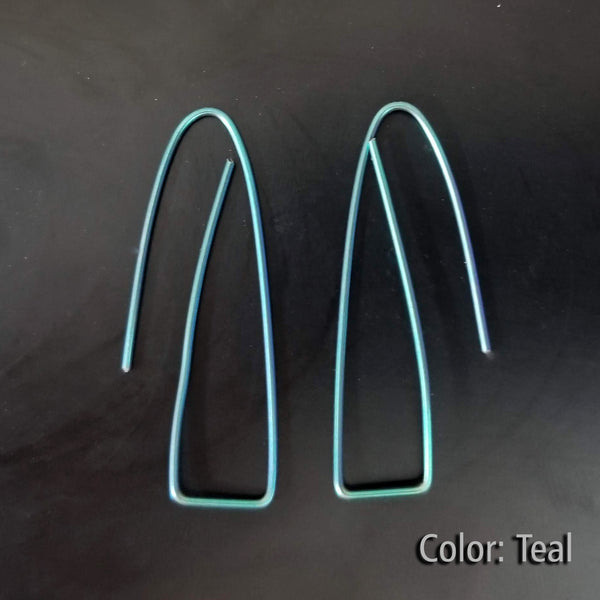 Niobium Long Triangle Earrings