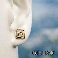 Niobium Square Spiral Post Earrings