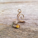 Citrine Cosmic Spiral Ring