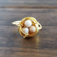 Nestling Ring with Cream Stones