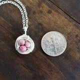 Nestling Necklace with Pink Stones