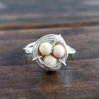 Nestling Ring with Cream Stones