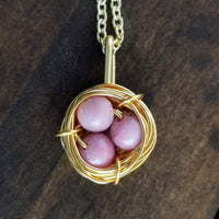 Nestling Necklace with Pink Stones