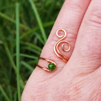 Green Diopside Cosmic Spiral Ring