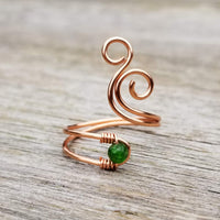 Green Diopside Cosmic Spiral Ring