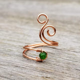 Green Diopside Cosmic Spiral Ring