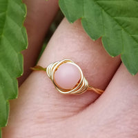 Pink Opal Twisted Cyclops Ring