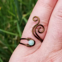 Amazonite Flaming Spiral Ring