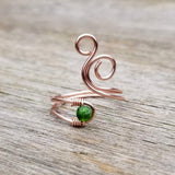 Green Diopside Flaming Spiral Ring