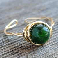 Green Diopside Twisted Cyclops Ring