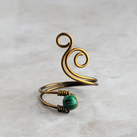 Malachite Cosmic Spiral Ring