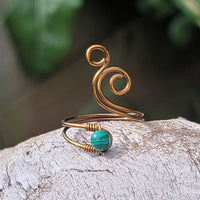 Malachite Flaming Spiral Ring
