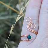 Malachite Flaming Spiral Ring
