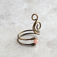 Rhodochrosite Flaming Spiral Ring