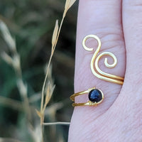 Black Shungite Cosmic Spiral Ring