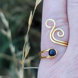 Black Shungite Cosmic Spiral Ring