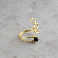 Black Shungite Cosmic Spiral Ring
