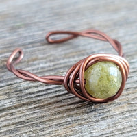 Green Garnet Twisted Cyclops Ring