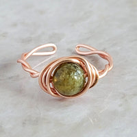 Green Garnet Twisted Cyclops Ring