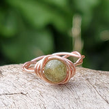 Green Garnet Twisted Cyclops Ring