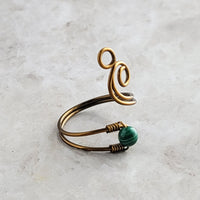 Malachite Flaming Spiral Ring