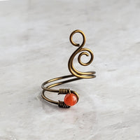 Carnelian Cosmic Spiral Ring