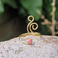 Rhodochrosite Flaming Spiral Ring