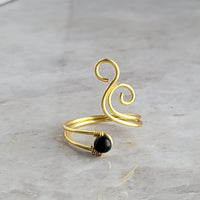 Black Shungite Cosmic Spiral Ring