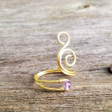 Amethyst Flaming Spiral Ring