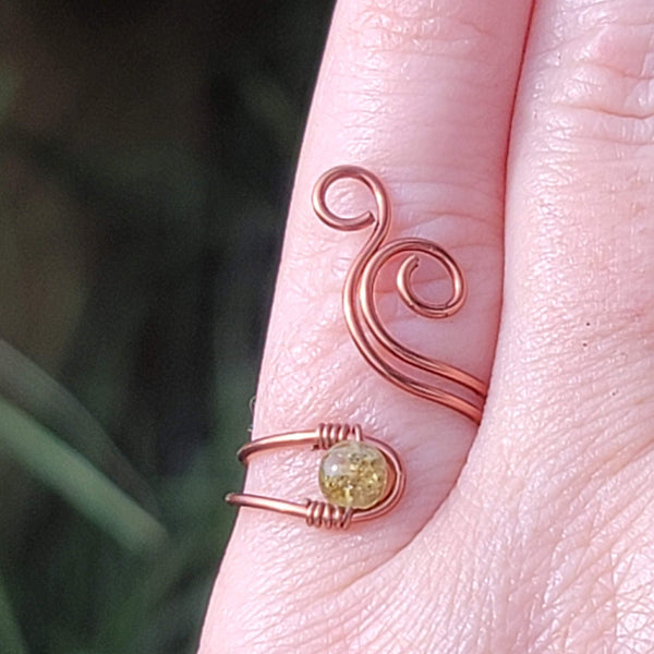 Green Garnet Whale Spout Ring