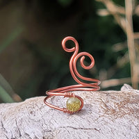 Green Garnet Flaming Spiral Ring