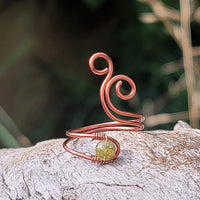 Green Garnet Cosmic Spiral Ring