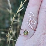 Green Garnet Cosmic Spiral Ring