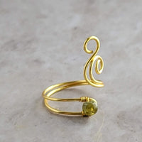 Green Garnet Flaming Spiral Ring
