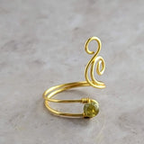 Green Garnet Flaming Spiral Ring