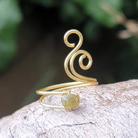 Green Garnet Flaming Spiral Ring