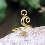 Green Garnet Flaming Spiral Ring