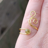 Green Garnet Cosmic Spiral Ring