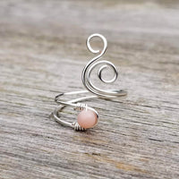 Pink Opal Flaming Spiral Ring